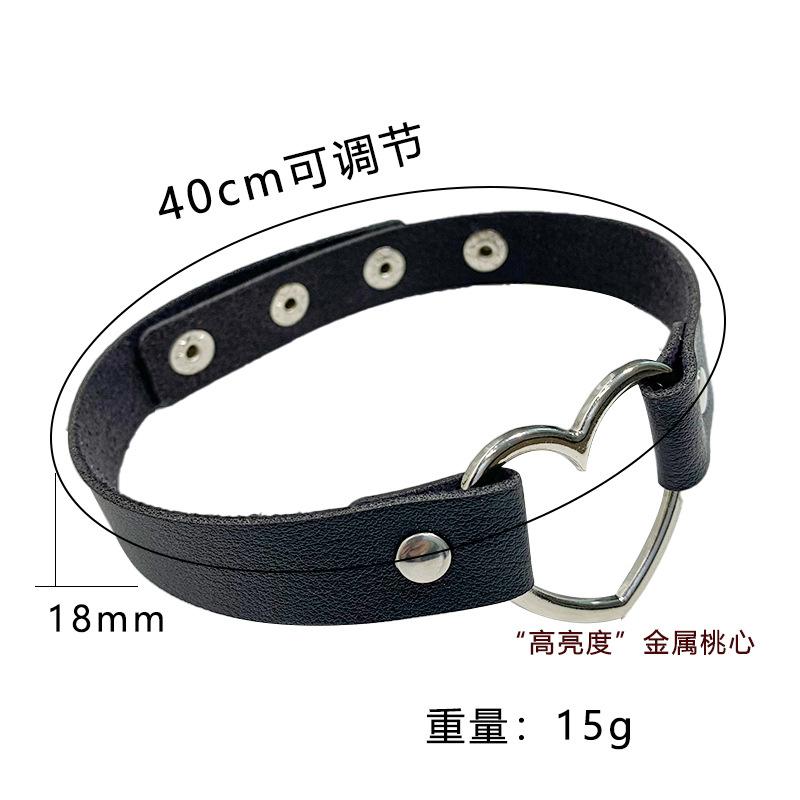 Anel de Metal Amor Choker de Couro Simples Ajustável para Mulheres, Corrente Decorativa para Pescoço de Menina Multicor