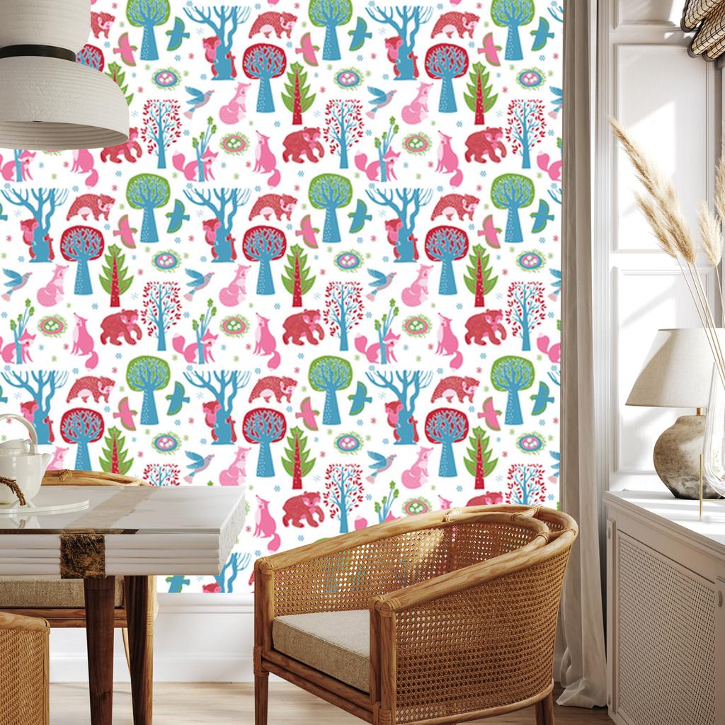 Forest Animals Wallpaper for Living Room and Bedroom 50x1000