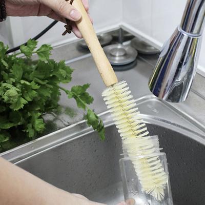 1 szt. Środek do czyszczenia szczotek do butelek Długi drewniany uchwyt Szczotka do czyszczenia butelek z wodą Brak martwych obszarów w przypadku odkurzacza do kubków