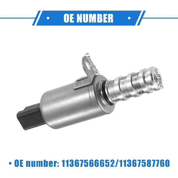 2 Pcs Oil Control Variable Valve Timing VVT Solenoid Compatible for Mini Cooper 2002-2015, Durable Metal Silver Tone Black Oil Control VVT Valve