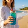 Spill-Proof Glass Can Shaped Cups 500/600 ML Glass Straw Cup Household Glass Drink Cup  Restaurant