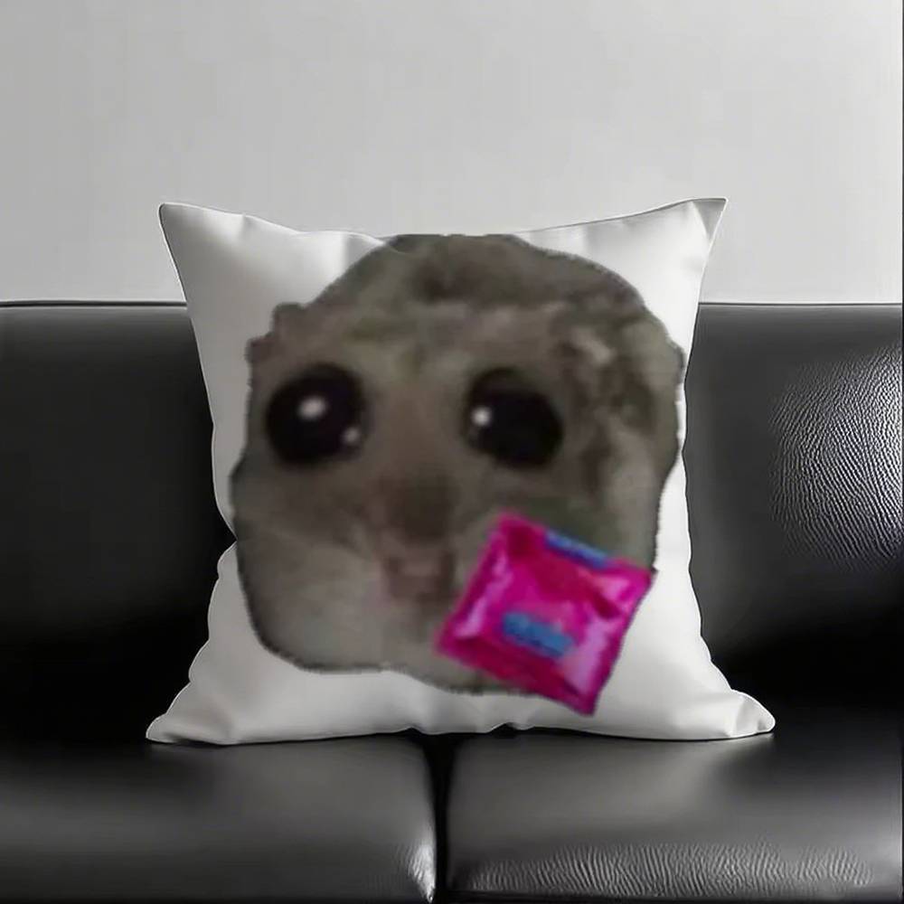 1 pezzo Federa Cuscino Meme Criceto Triste Divertente Quadrata Camera da Letto Divano Comfort Tempo Libero Cuscino Auto Soggiorno Decorazione Casa