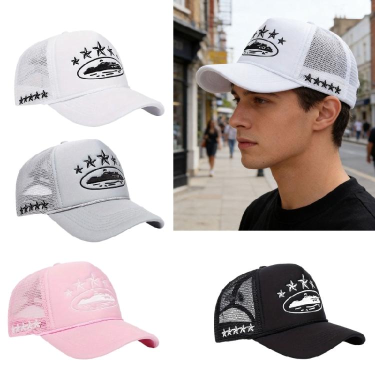Trendy Adjustable Baseball Hat Cotton Sun Hat with Embroidery Pentagrams For Adult and Teens Daily Sport Activity Wear