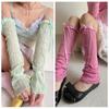 Candy Colors Leg Warmers Summer Women Sun Protection Dual-using Covers Lolita Fuffles Mesh Thin High Stockings Hollow Out Socks