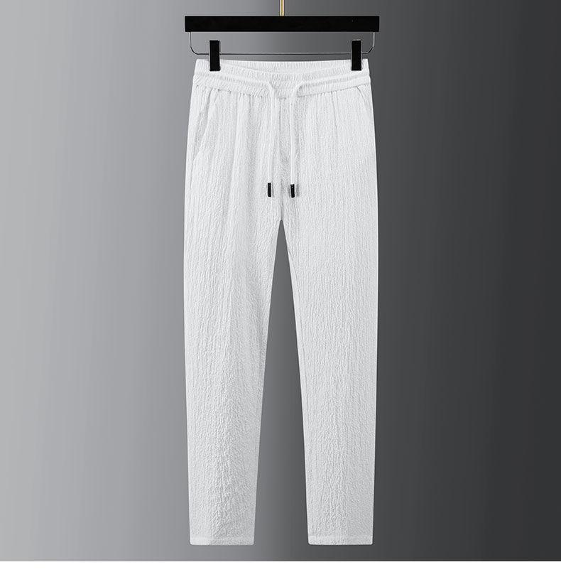 Sommer Herren Große Größe Casual Gestreiften Plissee Stehkragen Hemd und Hose Zweiteilige Set