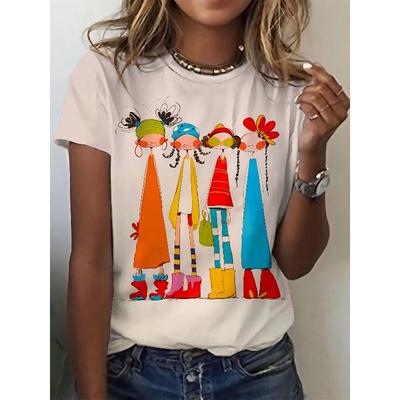 Women's Fashion Patterned Tee Round Neck Casual Elegant Stylish Everyday Comfort Top