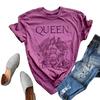 Top Feminino Vintage QUEEN Banda Rain Estampa Curta Gola Redonda Manga Curta