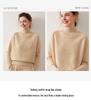 Women's Cashmere Knit Sweater - Solid Color, Half-High Collar, Loose Slimming Fit, Thick Drop Shoulder Sleeves for Autumn/Winter