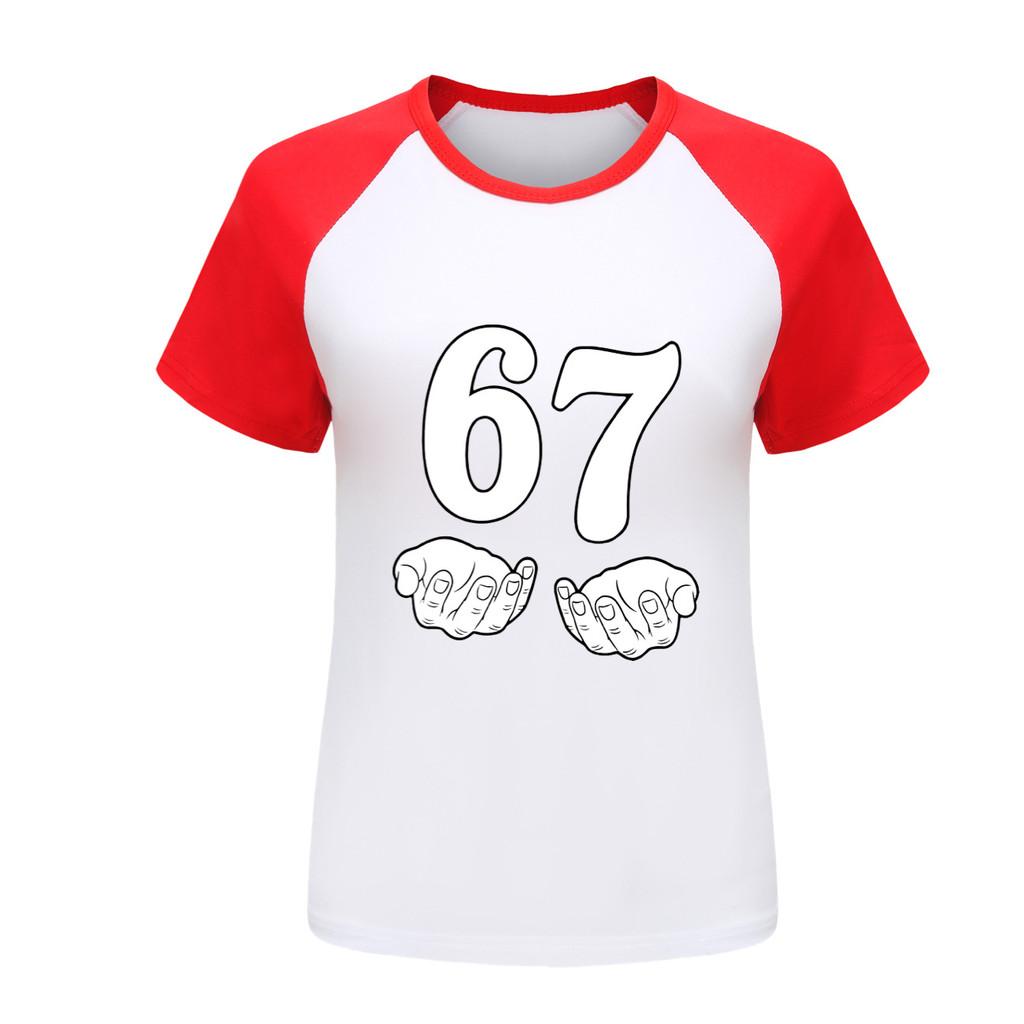5391 Kids Steal a Brainrot 67 Print Raglan Casual T-Shirt