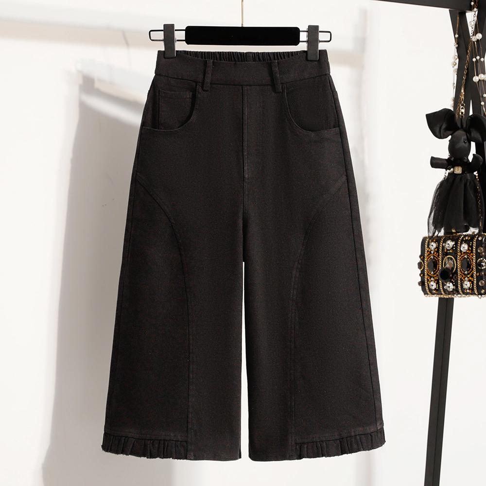 DIMANAF 2026 Summer Plus Size Women Pants Elastic Waist Oversize Loose Casual Lady Shorts Cotton Solid Black White 5XL