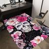 1PC Skull and Flowers Flannel Blanket Carpet Ultra Soft, Thick & Absorbent, Non Slip Machine Washable Mat for Entryway