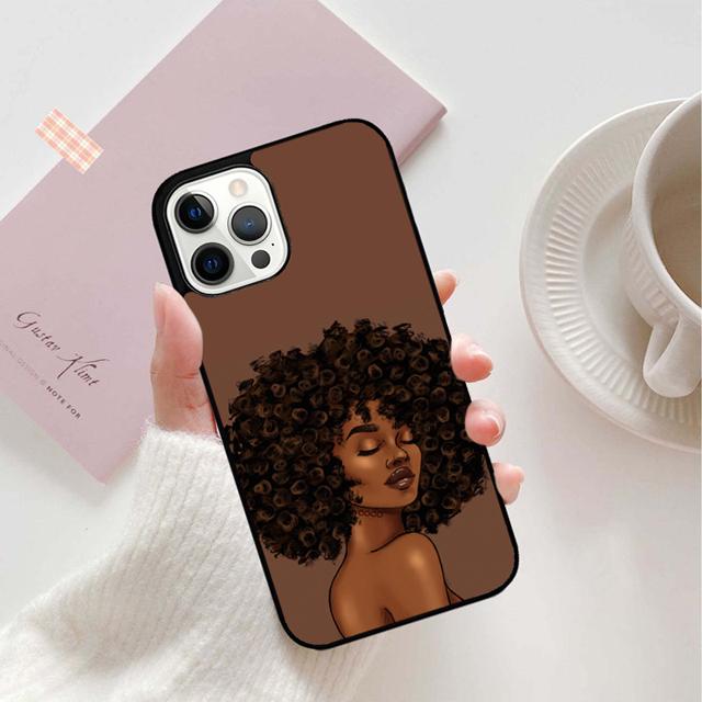 Afro Black Girl Phone Case Back Cover for iPhone 17 Air 16 15 14 13 11 12 Pro Max Plus Shell Coque