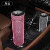 Stainless Steel Temperature Display Insulated Tumbler With Rhinestone Decor 500ml Straight Design Travel Cup Office Car