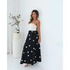 Damen Farbblock-Tube-Top-Midikleid, Trägerloses Gepunktetes Patchwork Ausgestelltes A-Linien-Langes Kleid, Elegantes Lässiges Urlaubs-Schwing-Sonnenkleid mit Seitentaschen