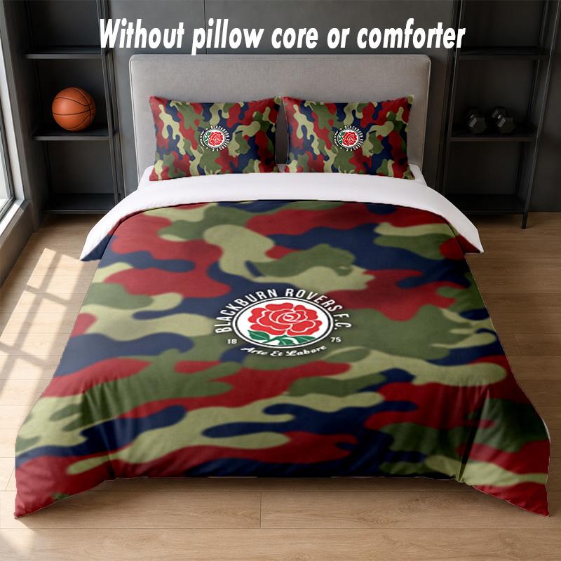 Blackburn Rovers Football Design Bed Bedding Set 1 Duvet Cover + 2 Pillowcases Soft Breathable Household Bed Linens