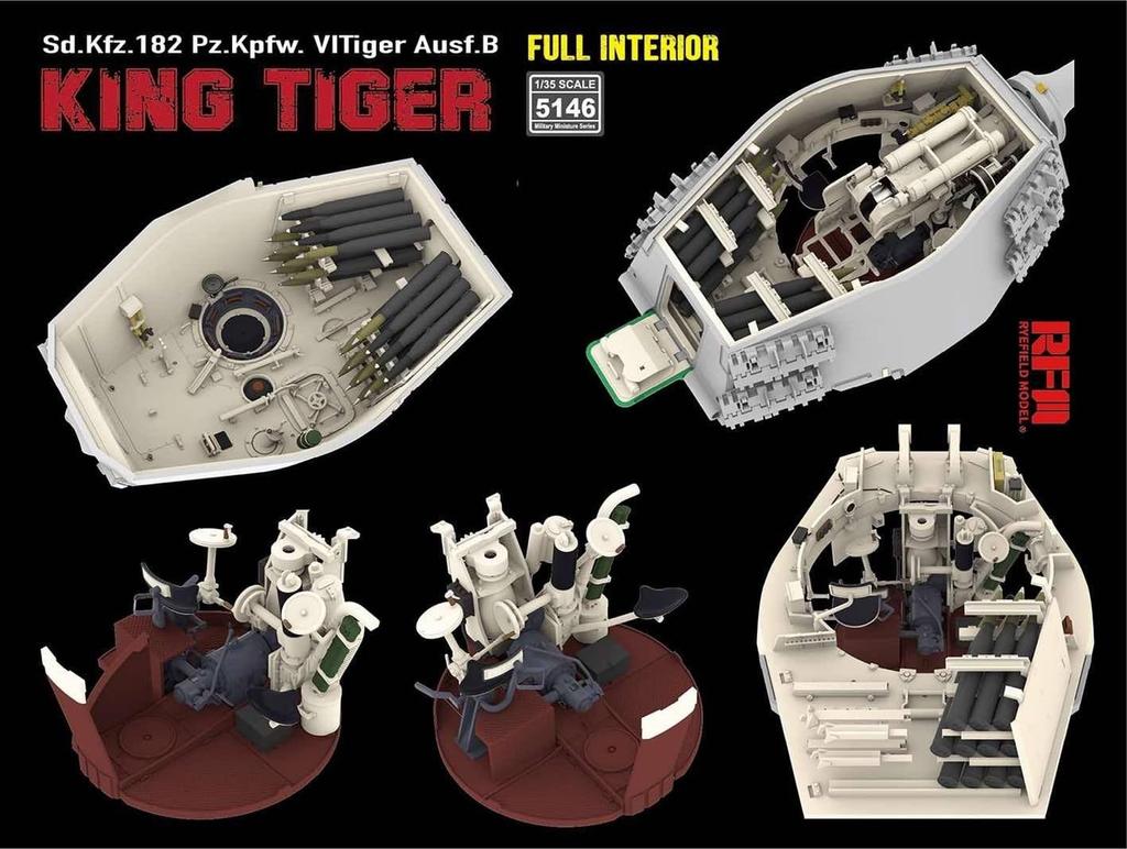 Ryefield Models King Tiger with Full Interior Plastic Model Kit RFM5146 1/35 Sd.Kfz.182 (Tank)