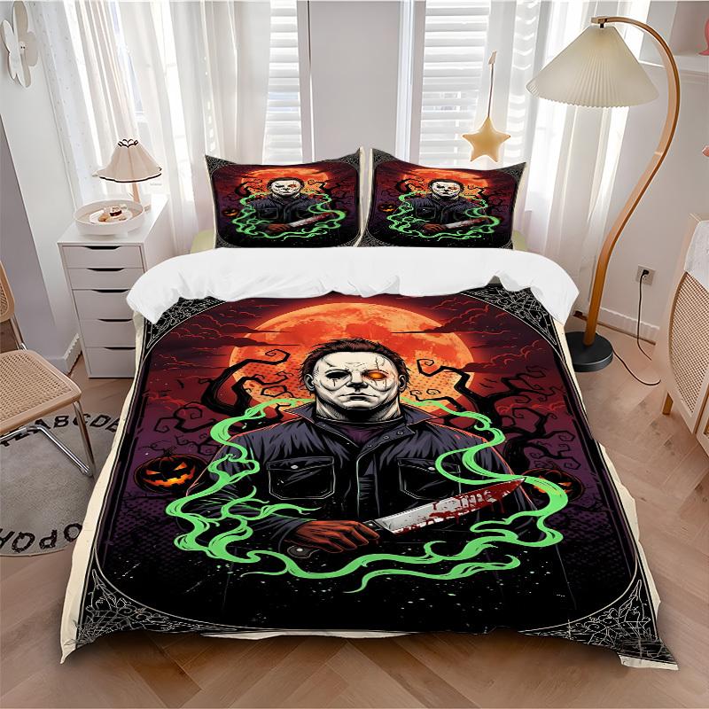 3pcs Horror Knife Duvet Cover Set, 1 Duvet Cover + 2 Pillowcases (No Insert), High-Definition Print, Home & Dorm Set Yy251208059