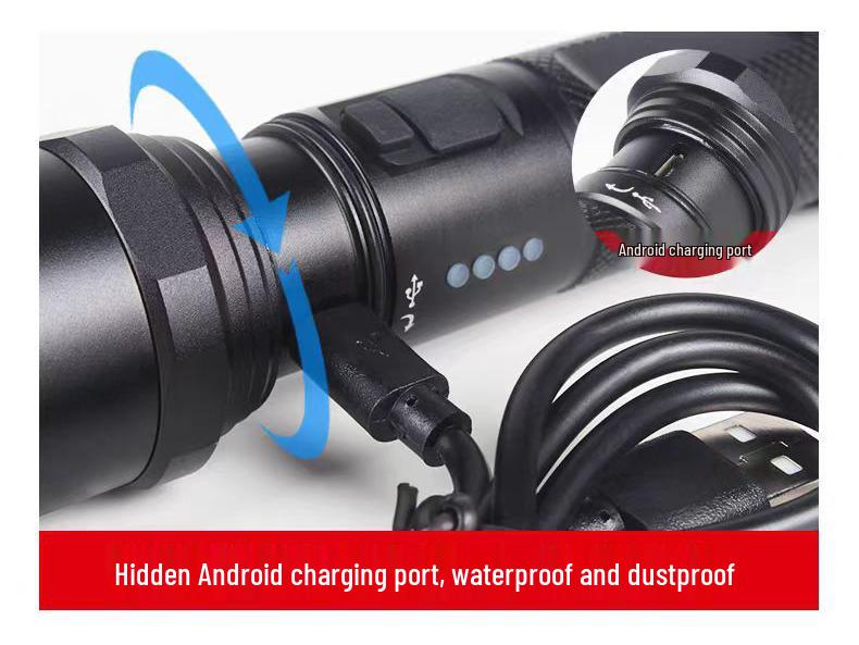 High-Intensity Rechargeable Tactical Flashlight - Super Bright Aluminum Alloy for Outdoor Security and Patrol