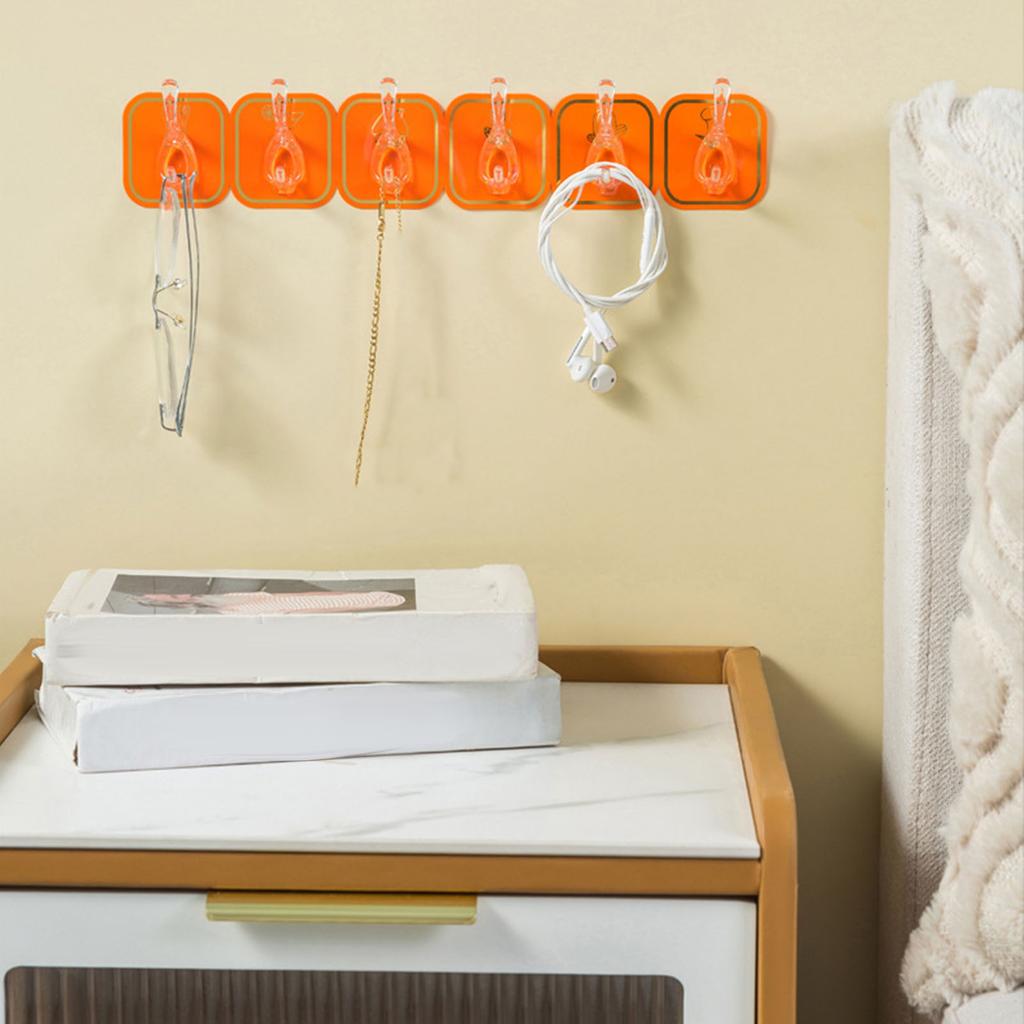 6PCS Acrylic Adhesive Hook Wall Mount Traceless Drilling Free Strong Bearing Capacity for Kitchen