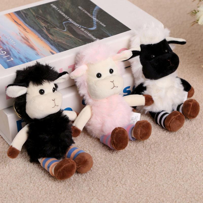 Cute Cartoon Plush Sheep Keychain Soft Fluffy Fabric Bag Charm for Women Girls Backpack Pendant Creative Gifts