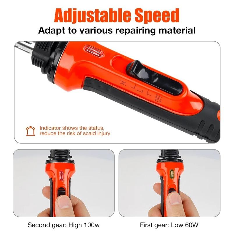 Pro Plastic Repair Soldering Iron 220V/110V for Car Bumper & Damaged Plastic Temperature Adjustable Include PP/PE/ABS/PVC Solder
