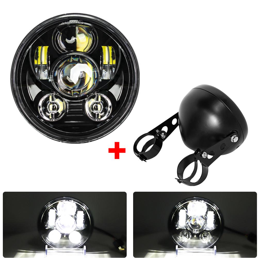 5.75 inch Motorcycle Led Headlight with housing Universal Round Head Light for Harley Sportster Cafe Racer Bobber Honda CB400
