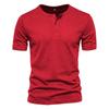 Men Henley Collar Short Sleeve Quick Dry Mesh Casual Sports Loose T Shirt