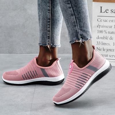 Foreign Trade Summer Footwear Flying Woven Breathable Women's Casual Shoes Soft Bottom Mesh Ladies Shoes Large Size