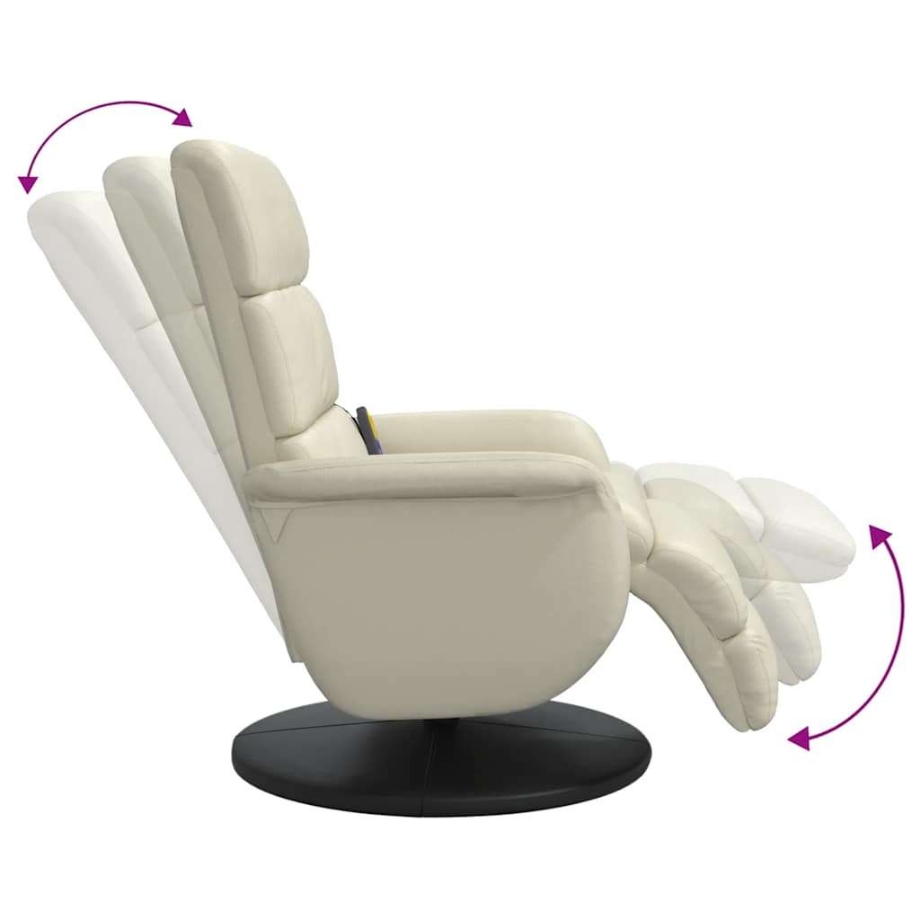 Massage Chair with Footrest Cream Faux Leather