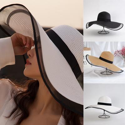 Floppy Foldable Ladies Women Straw Beach Sun Hat Summer Travel Wide Brim Caps