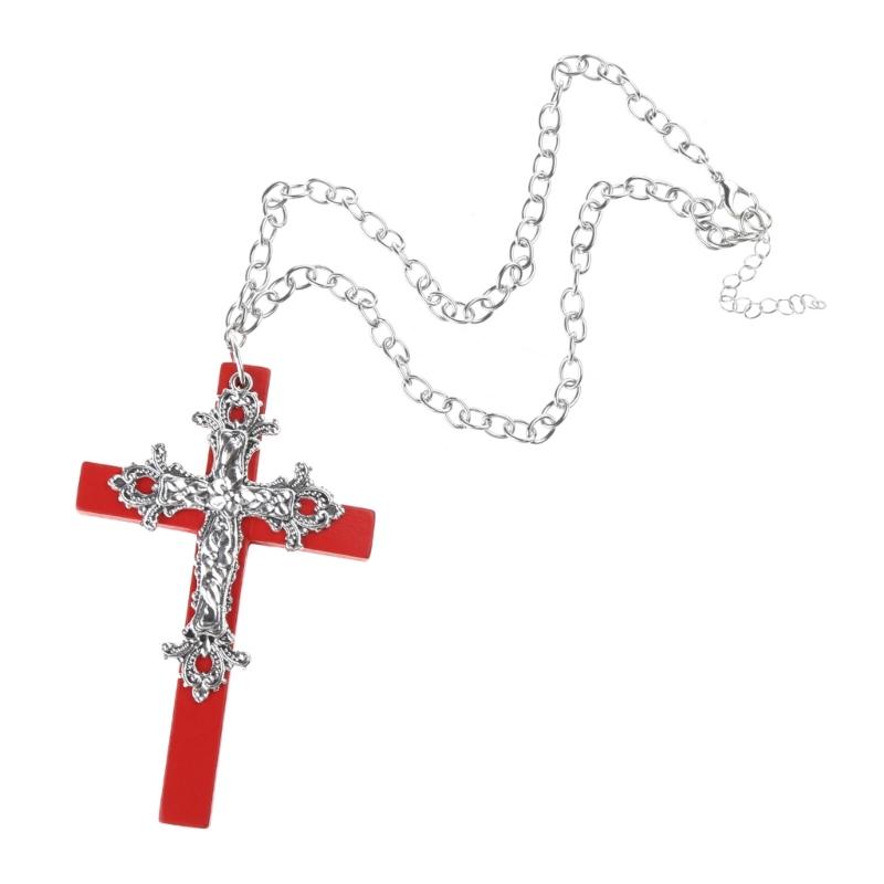 Модне дерев'яне хрестоподібне підвісне намисто Панк Готичний Комір Чокер Довгий ланцюжок на шию Прикраси Y2K для жінок Чоловіків