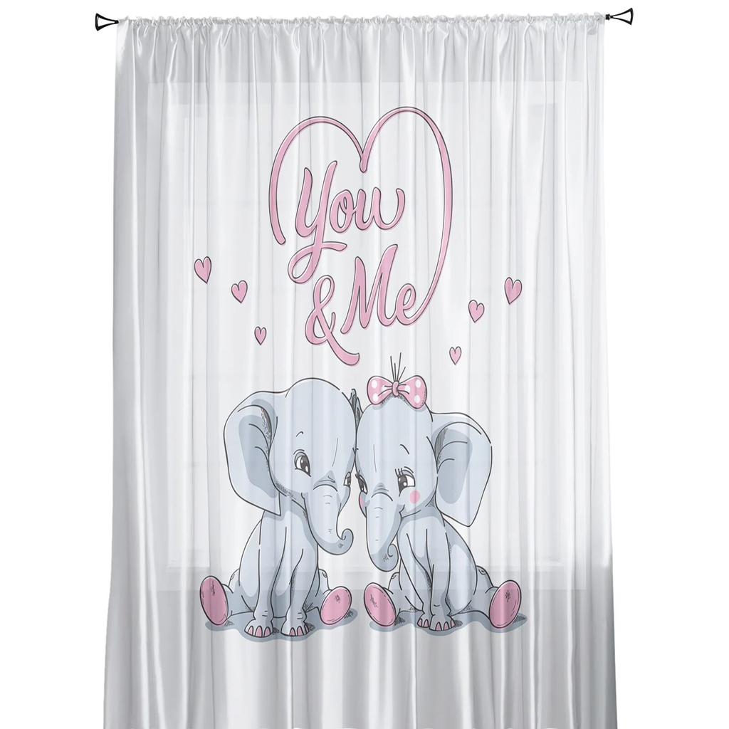 Sweet Baby Elephant Zasłony Okna Salon Tiulowe Zasłony Wystrój Kuchni Dzieci Pokój Zasłony Okna Leczenie
