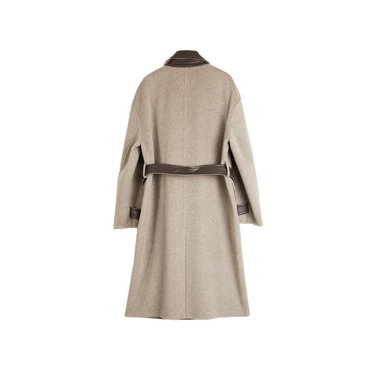 ELLE French Style High-End Lapel Warm Mid-Length Double-Breasted Coat Women coats Khaki-Green EN49678