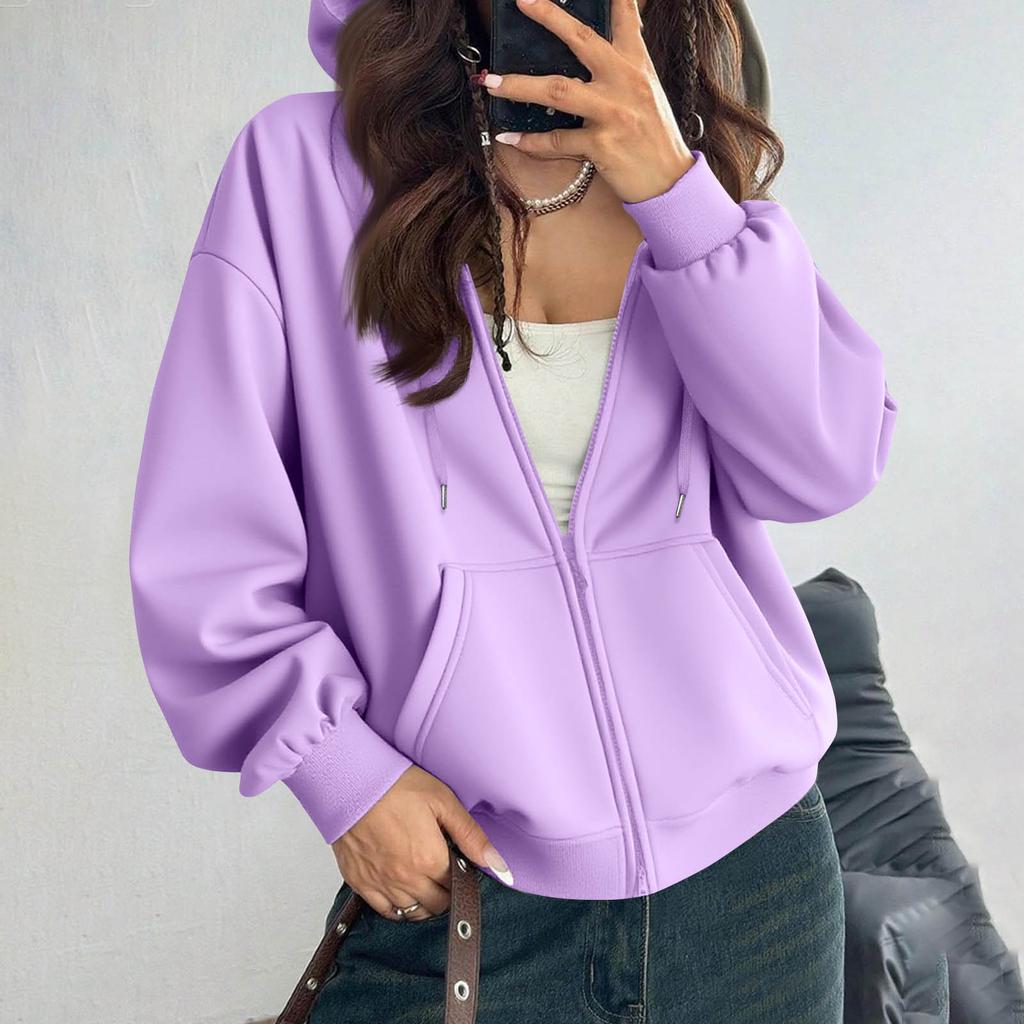 Women's Off Shoulder Zipper Hoodie Sweatshirt  Fashion Clothing Casual Jacket
