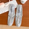 Women's Mid-calf Socks, Pure Cotton Antibacterial Autumn Bow Pile Socks, Ballet-style Boneless Solid Color Cotton Socks, Long Socks