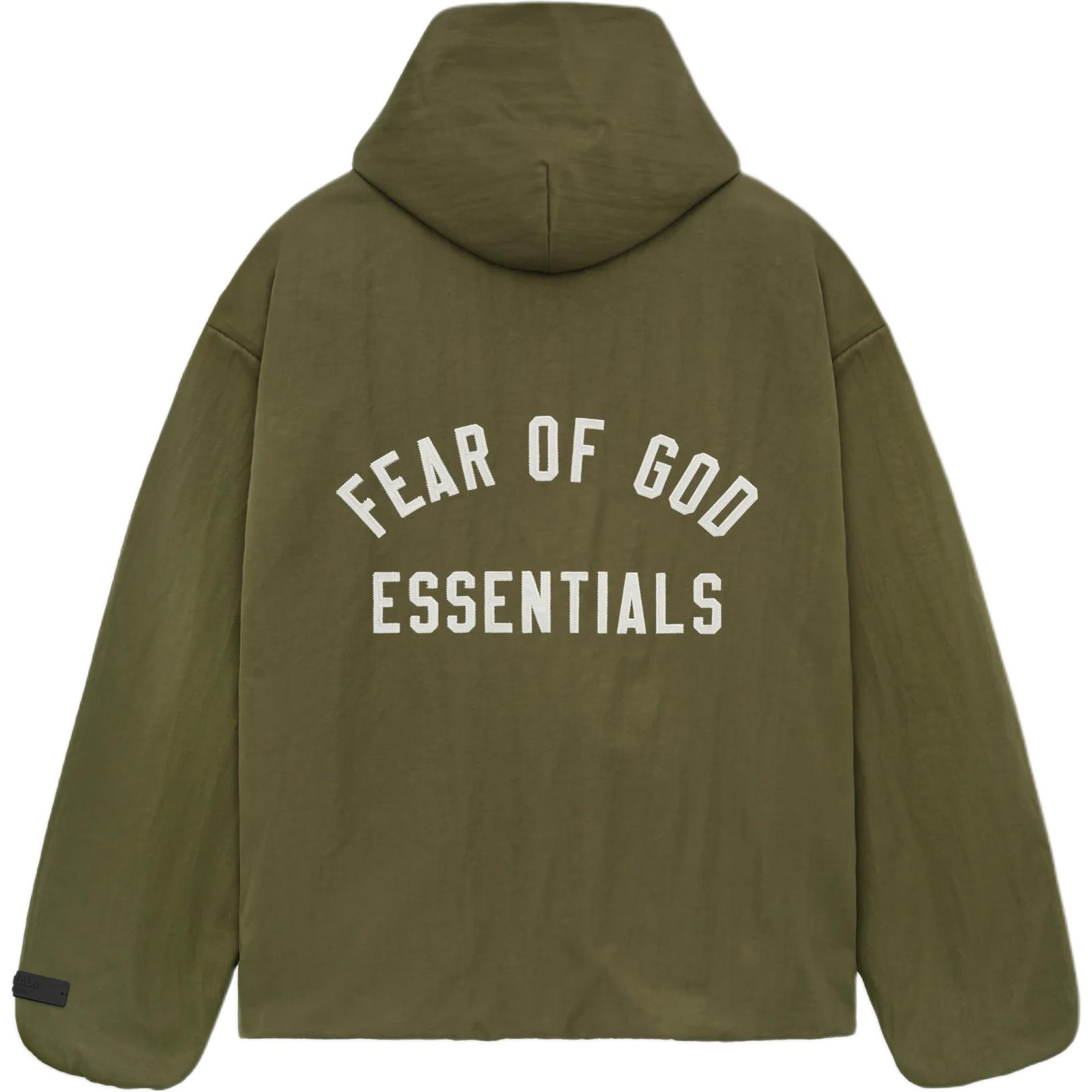 

Fear of God Essentials текстурированная нейлоновая куртка с капюшоном для тренеров, военная мужская верхняя одежда, зеленая 202BT246375F S