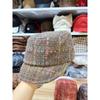 tweed equestrian hat women's autumn and winter warm cap contrasting color striped newsboy hat knight hat