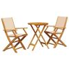 VidaXL 3-piece Bistro Set Beige Fabric and Solid Wood, Garden Bistro Set, Balcony Set, Set of 3281799