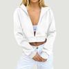 Women's Color Zipper Crop Hooded Jacket