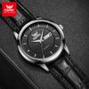 OPK 6022 Men Watches Elegant Fashion Quartz Wristwatch for Men Waterproof Leather Strap Dual Calendar Window Display Watch