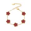 Qiongyao Multi-Color Agate Five-Petal Flower Stainless Steel Bracelet – Light Luxury, Best Friend Gift, In Stock.