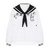 2026 Unisex Oversized Crewneck Sweatshirt With Cat Embroidery Polka Dot Print College Style