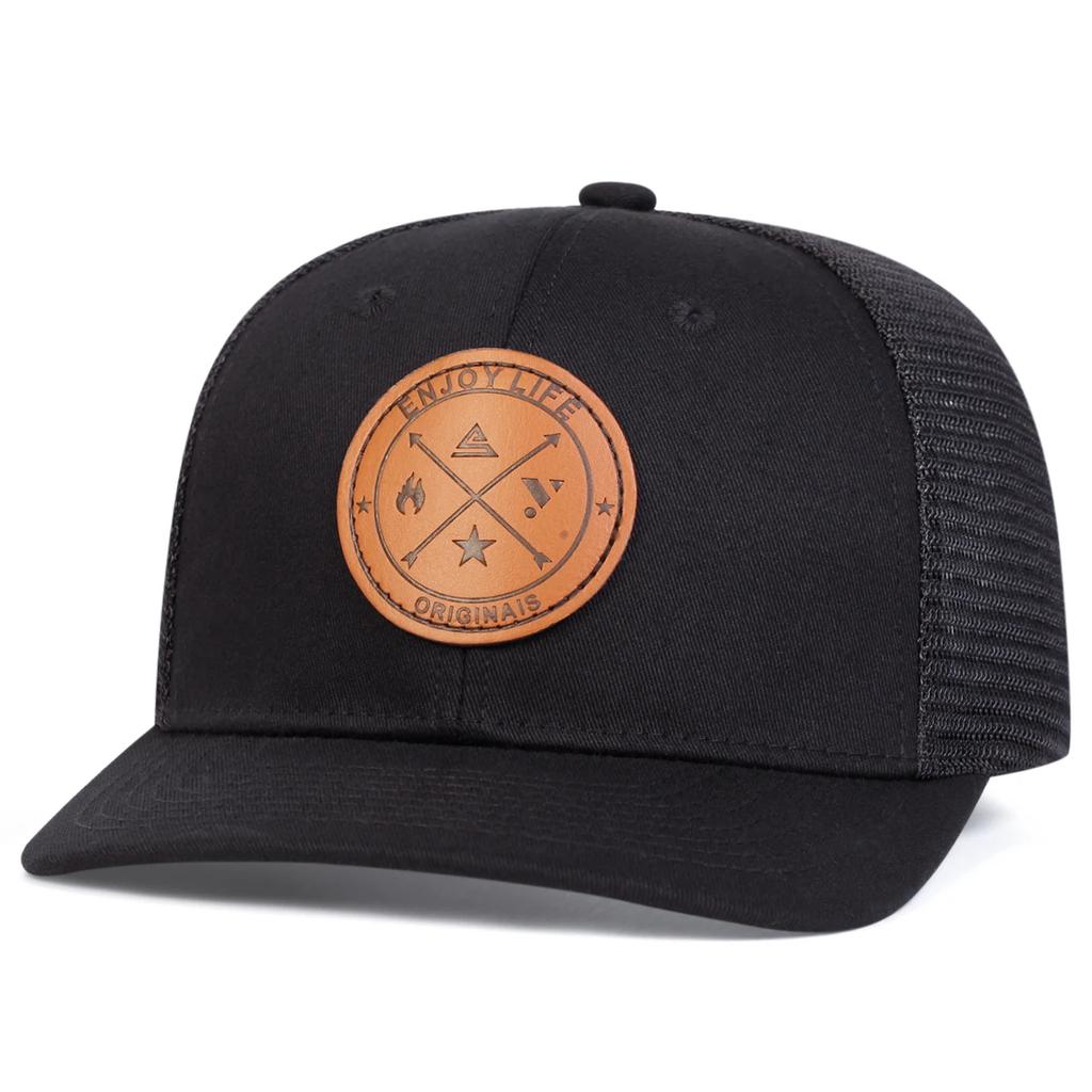 Cappelli da Baseball a Rete Unisex con Etichetta Rotonda in Pelle ENJOY LIFE per Primavera Estate Outdoor Regolabili Cappelli Casual Cappello Parasole Cappello Sportivo