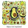 50 Avocado Cartoon Stickers - Fruit, Waterproof, Colorful for Phone, Luggage, Stationery Decor