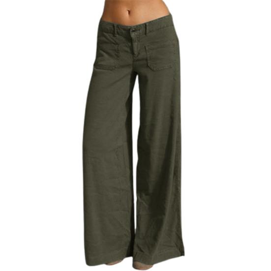 Damen Hosen Einfarbig Weites Bein Sommer Vintage Gerade Hose Streetwear
