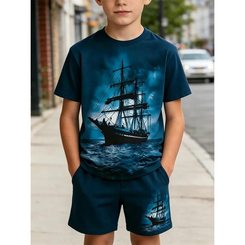 Fashion Children's Clothing Crew Neck Short Sleeve 3D Casual Color Printing Casual Short Sleeve Crew Neck T-Shirt