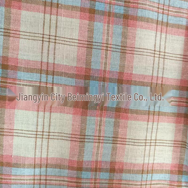 Imitation Linen Breathable Summer Plaid Fabric for Shirts and Dresses
