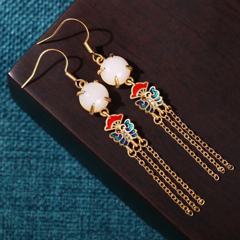 Brincos de Borla Guochao Retro Jade Hetian: Recomendação de Presente de Qixi por Blogueiro do Little Red Book
