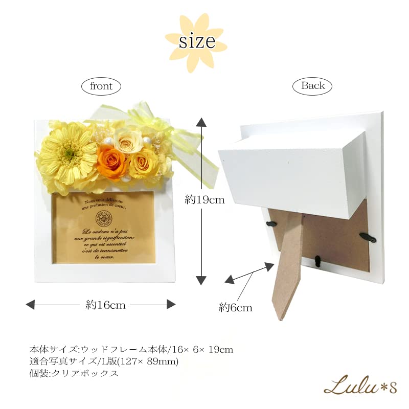 Gerbera Photo Frame Preserved Flower Photo Frame Wood Frame Photo L 89 X 127mm Frame Width 16cm Length 6cm Height 19cm Gerbera Orange Lulu's Lulu's