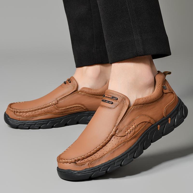 Leather Casual Shoes For Men Flat Platform Walking Shoes Outdoor Footwear Loafers Breathable Sneakers Handmade Shoes